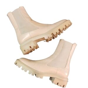 Zara Beige Chunky Lug Sole Boots Women's size 10